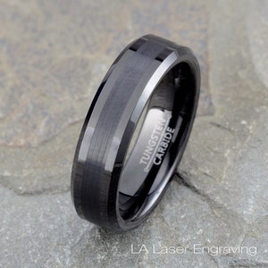 Black Tungsten Ring, Mens Tungsten Ring, Mens Wedding Band