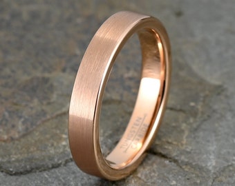 Rose Gold Tungsten Wedding Ring, Mens Wedding Band