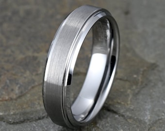 Brushed Tungsten Ring 6mm, Mens Wedding Band, Free Engraving, Promise Ring Women, Comfort Fit