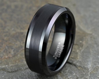 Men's Wedding Band, Tungsten Ring, Black Tungsten Ring, Classic Style Wedding Band, Black Tungsten, Tungsten Ring, Personalized Ring