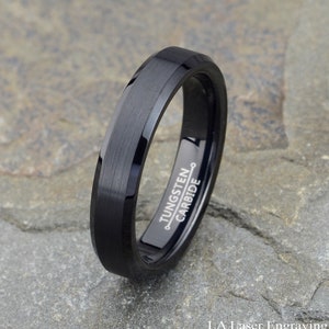 Men's Black Tungsten Wedding Band, Tungsten Ring, Men's Black Wedding Band, Black Tungsten Ring 4mm