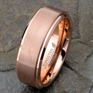 Rose Gold Tungsten Ring, Mens Wedding Band, Tungsten Ring, Tungsten Wedding Band 8mm 6mm