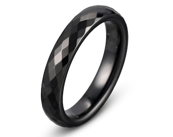 Black Tungsten Ring Mens Womens Wedding Band - Unisex Ring