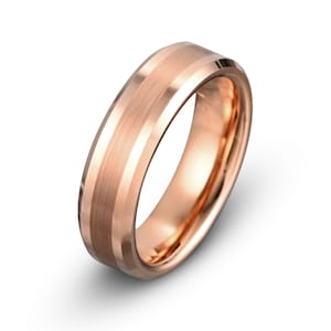 Rose Gold Tungsten Ring, Mens Tungsten Wedding Band, Tungsten Ring 6mm