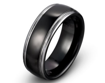 Tungsten Ring, Wedding Band, Men's Tungsten Wedding Band, Tungsten Ring Black, Tungsten Band, Personalized Ring, Black Ring