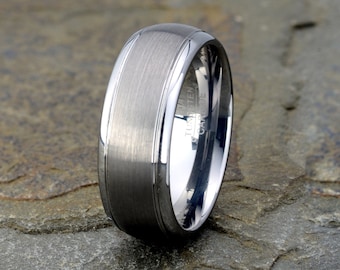 Tungsten Wedding Band: Mens Ring, Scratch Resistant, 8MM