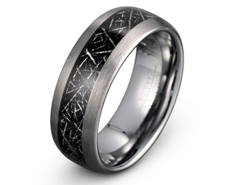 Tungsten Ring, Meteorite Ring, Men's Tungsten Wedding Band, Men's Black Wedding Band, Black Tungsten Ring, Tungsten, Tungsten Band, Ring