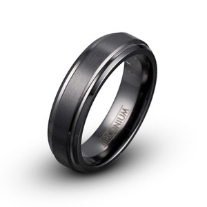 Black Zirconium Ring, Mens Wedding Band