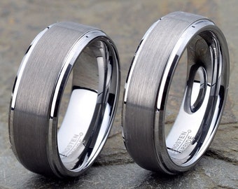 His & Here's Tungsten Matching Set, Tungsten Ring, Couple Rings, Tungsten Wedding Bands, Tungsten, Ring for Her, Ring for Him