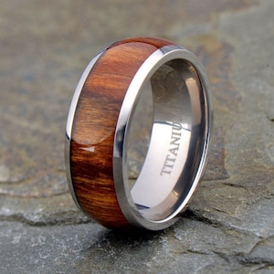 Titanium Ring, Wooden Ring, Mens Titanium Wedding Band, Gray Titanium Ring, Titanium Band, Mens Titanium Band, Mens Titanium, Ring for him