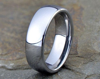 Tungsten Ring | Men's and Women's Wedding Band | Silver Gray Ring | Simple & Elegant | Domed Style | 7mm Traditional Classic Wedding Band