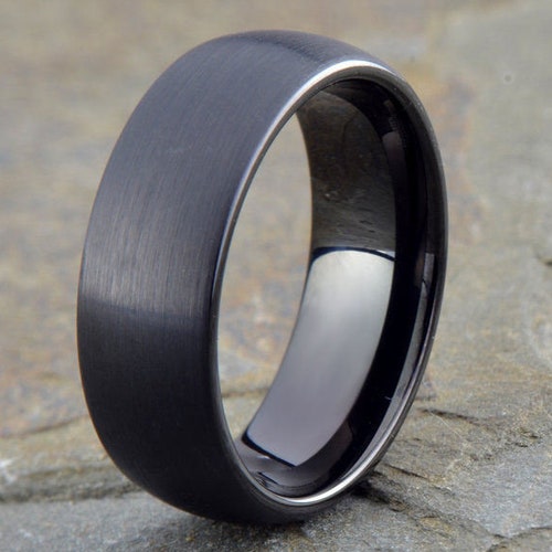 Tungsten Ring Mens Wedding Band Black 8mm - Etsy