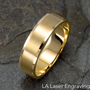 14K Solid Yellow Gold Mens Wedding Band, Mens Wedding Ring