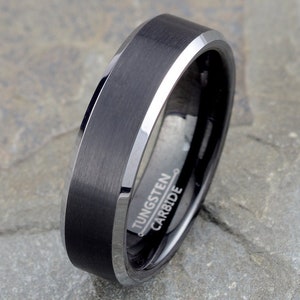 Wedding Band, Mens Wedding Band, Tungsten Wedding Band Men, Men&#39;s Wedding Band, Wedding Band Mens, Black Tungsten Ring, Black Wedding Band