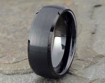 Tungsten Ring, Mens Tungsten Wedding Band, Black Tungsten Ring, Mens Wedding Ring