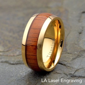 Titanium Wedding Band, Titanium Ring, Wooden Ring, Men&#39;s Titanium Wedding Band, Men&#39;s Gold Ring, Men&#39;s Titanium Band, Engraved Ring, Ring