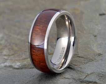 Titanium Wedding Band, Wooden Ring, Mens Wedding Band, Titanium Ring