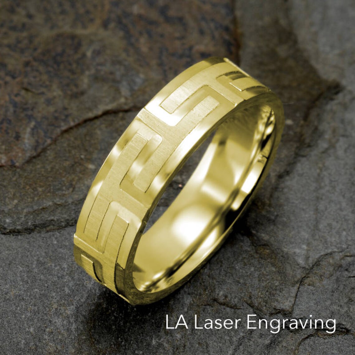 14k Gold Ring Mens Wedding Band 14k Solid Gold Ring Greek Etsy