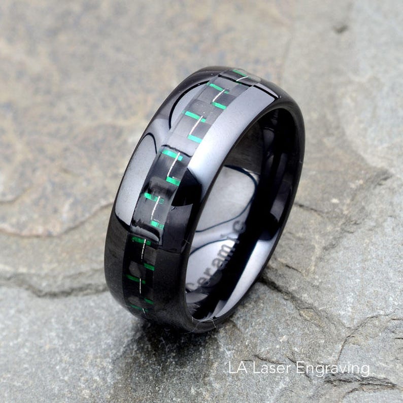 Bridal Wedding Bands Decorative Bands Titanium Polished Blue Carbon Fiber Inlay Ring Size 12.5