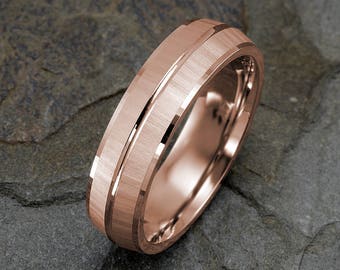 Mens Wedding Band, 14k Solid Gold Wedding Ring, Gold Mens Ring, Solid Gold Ring, Rose Gold Mens Wedding Band, 6mm Band, Personalized Ring