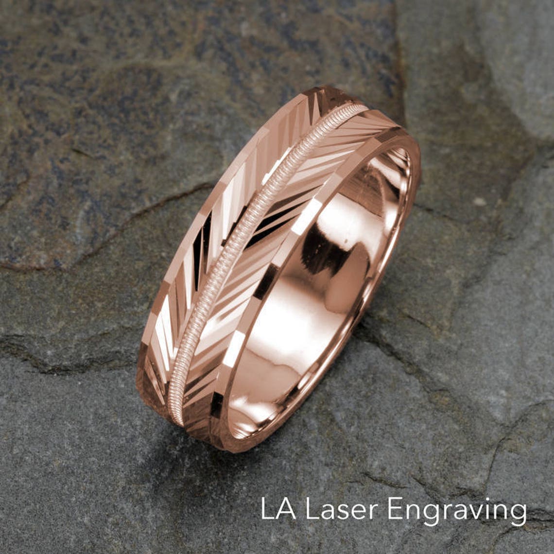 Rose Gold Wedding Band 14K Gold Ring Mens Wedding Band image 1