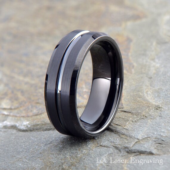 Black Tungsten Wedding Band 8mm Tungsten RingTungsten | Etsy