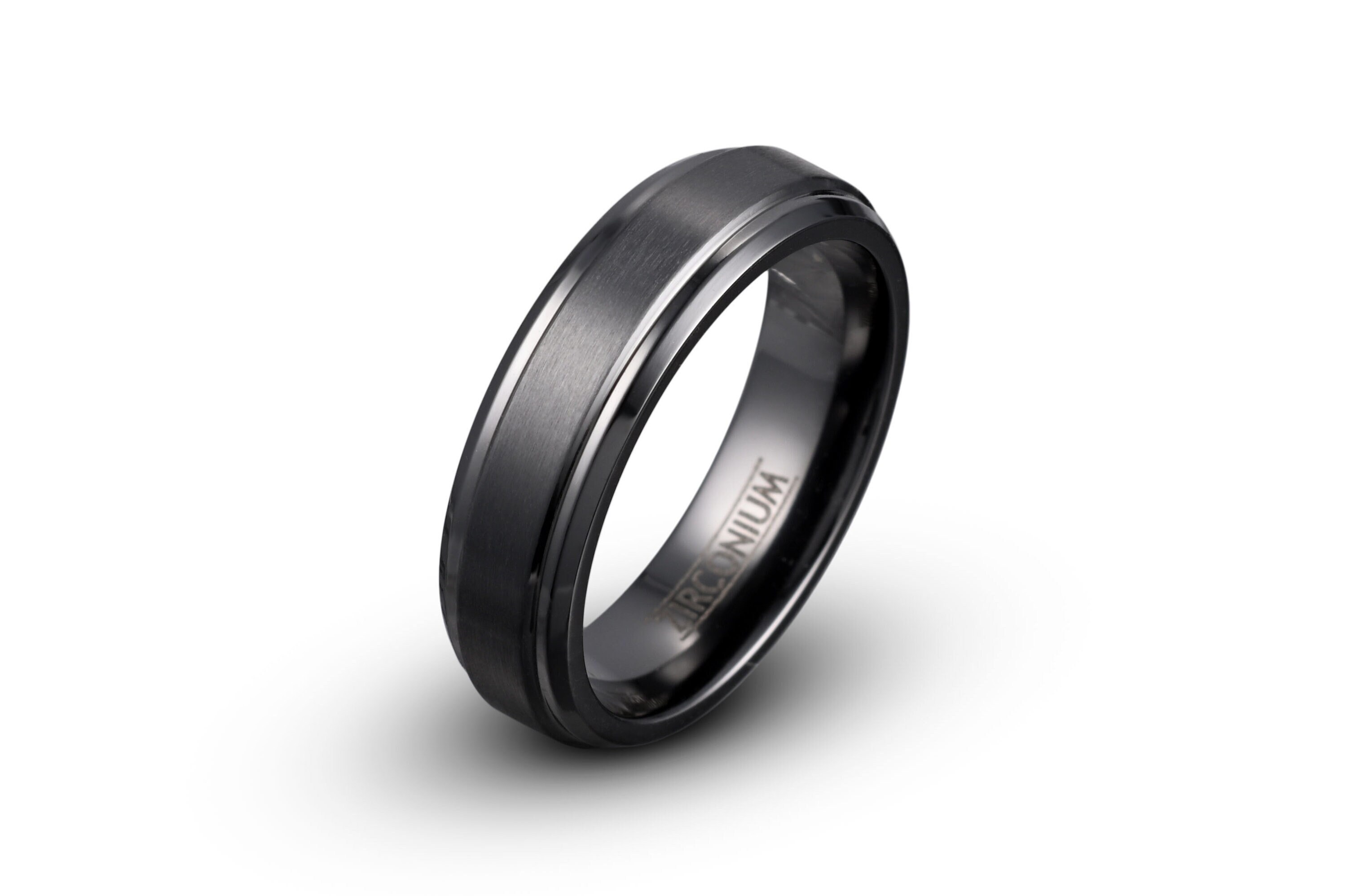 Mens Wedding Band Black Zirconium Ring Wedding Ring 6mm Etsy