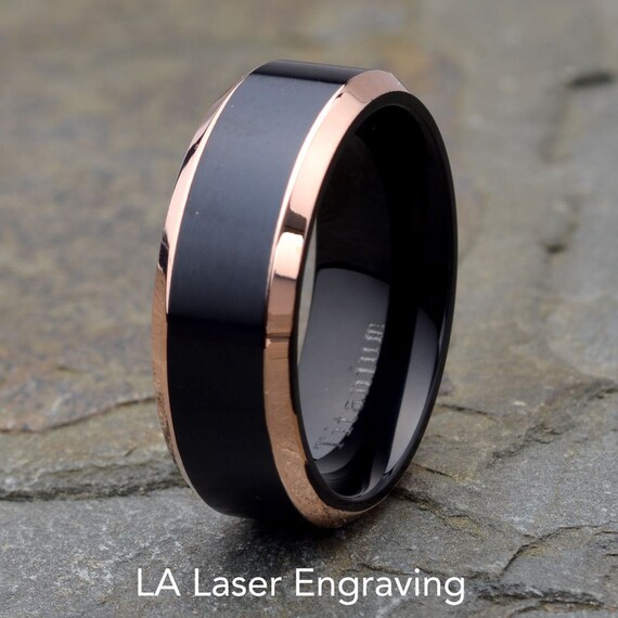 Mens Titanium Wedding Band Polished Beveled Edge Ring His Etsy