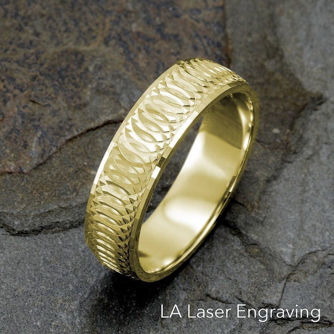 Mens Wedding Band 14K Gold Ring Mens Wedding Ring Male Gold Band Solid ...