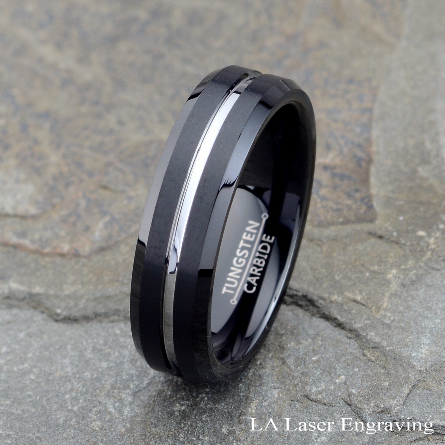 Black Tungsten Ring Mens Tungsten Wedding Band 6mm Brushed Etsy