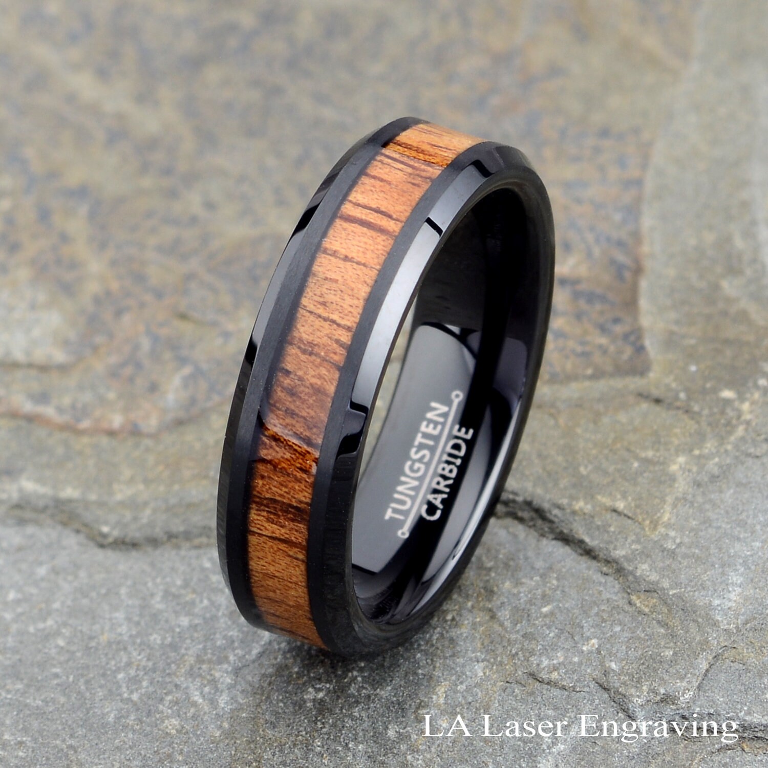 Black Tungsten Wedding Band Wood Inlay Ring Tungsten Wooden - Etsy