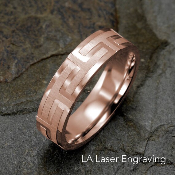 Greek key mens outlet wedding band