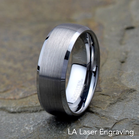 Tungsten Wedding Band Tungsten Ring Domed Beveled Edges | Etsy