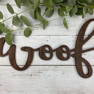 Woof Word Cut Out, Laser Cut, Wood Words, Wood Cut Word, Wall Wood Words, Wooden Dog Sign, Wood Signs, Dog Sign, Woof 3D Sign, Dog Decor