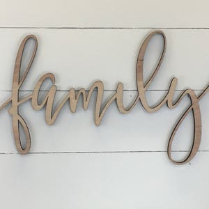 Family Word Cut Out, Laser Cut, Wood Words, Wood Cut Word, Wall Word Words, Wooden Words, Family Wall Sign, Wood Signs, Family Sign, image 1