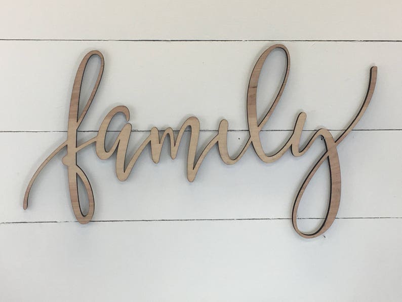 Family Word Cut Out, Laser Cut, Wood Words, Wood Cut Word, Wall Word Words, Wooden Words, Family Wall Sign, Wood Signs, Family Sign, image 1