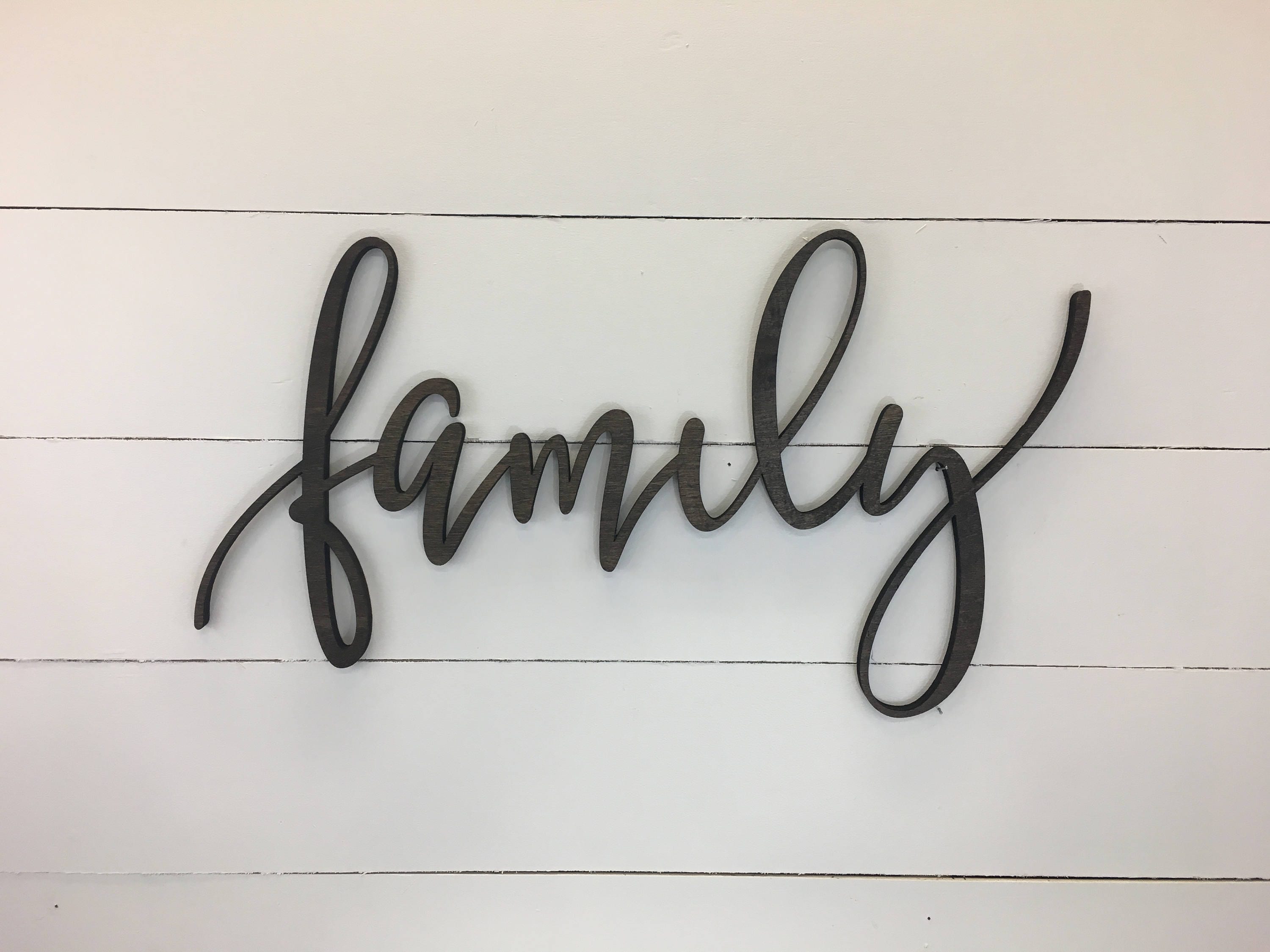 Family Wooden Wall Word Sign Wooden Word Wooden Words Etsy