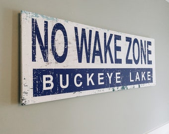 No Wake Zone Canvas Print, Lake Canvas Sign, Lake Decor, Lake Wall Decor, Summer Cottage Cabin, Lake Life, Lake House Sign, Custom Canvas