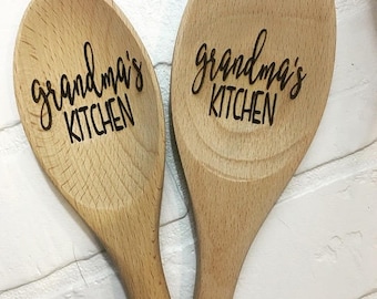 Grandma's Kitchen Wooden Spoon, Wooden Spoon, Custom Wood Spoon, Engraved Spoon, Housewarming Gift, Anniversary, Serving Spoon, Wedding gift