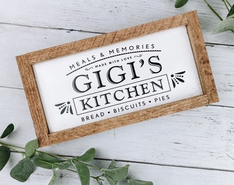 Gigi's Kitchen Subway Tile Sign, Grandparent Sign, Grandparent Decor, Grandparent Gift, Kitchen Decor, Kitchen Sign, Tiered Tray Sign