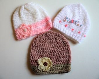 SET baby 3 Hat newborn to 3/6 months, newborn girl set