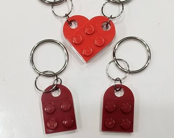 Repurposed Bricks Love/Friendship Key Chain (ONE KEYCHAIN ONLY.  You must purchase 2 to make a full heart.)