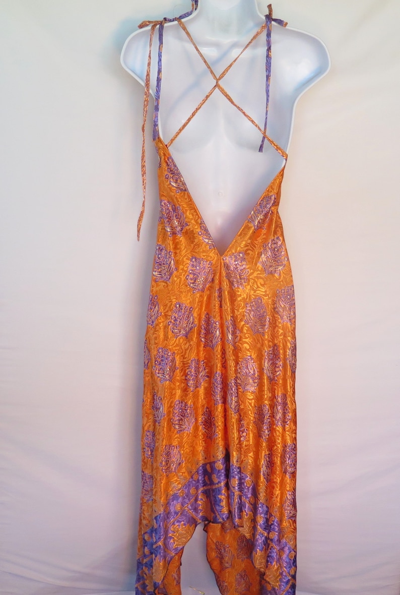 Tropical Sundress Silk Resort Handmade Coverup Summer 0775 Day Evening Wear Multi-Color-Size: S to M