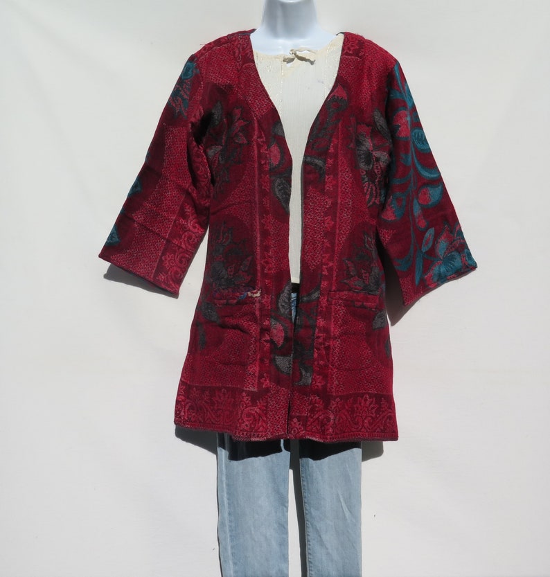 4639 M to L Kimono|Jacket|2 Pocket|Boho|Bohemian|Tribal|Design|60 Style|Hippie|Handmade|Himalayan|Hand Loomed|Yak Wool Blended ShawlSize