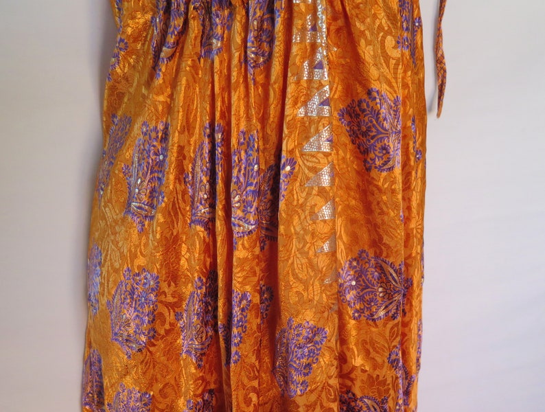 Tropical Sundress Silk Resort Handmade Coverup Summer 0775 Day Evening Wear Multi-Color-Size: S to M