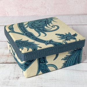 Vintage Fabric-Covered Square Box Shabby Chic Cottage Chic Floral Home Decor