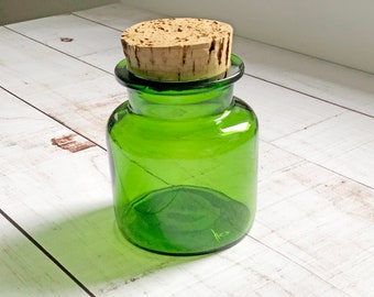 Glass Jar With Cork Lid Kitchen Storage Cottage Chic Countryside FrenchCosy Chic Rustic Chic Green