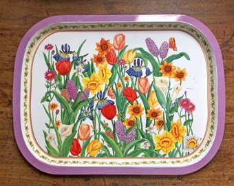 Metal Tray Bed Lap TV Tray Serving Tray Floral Theme Butterfly