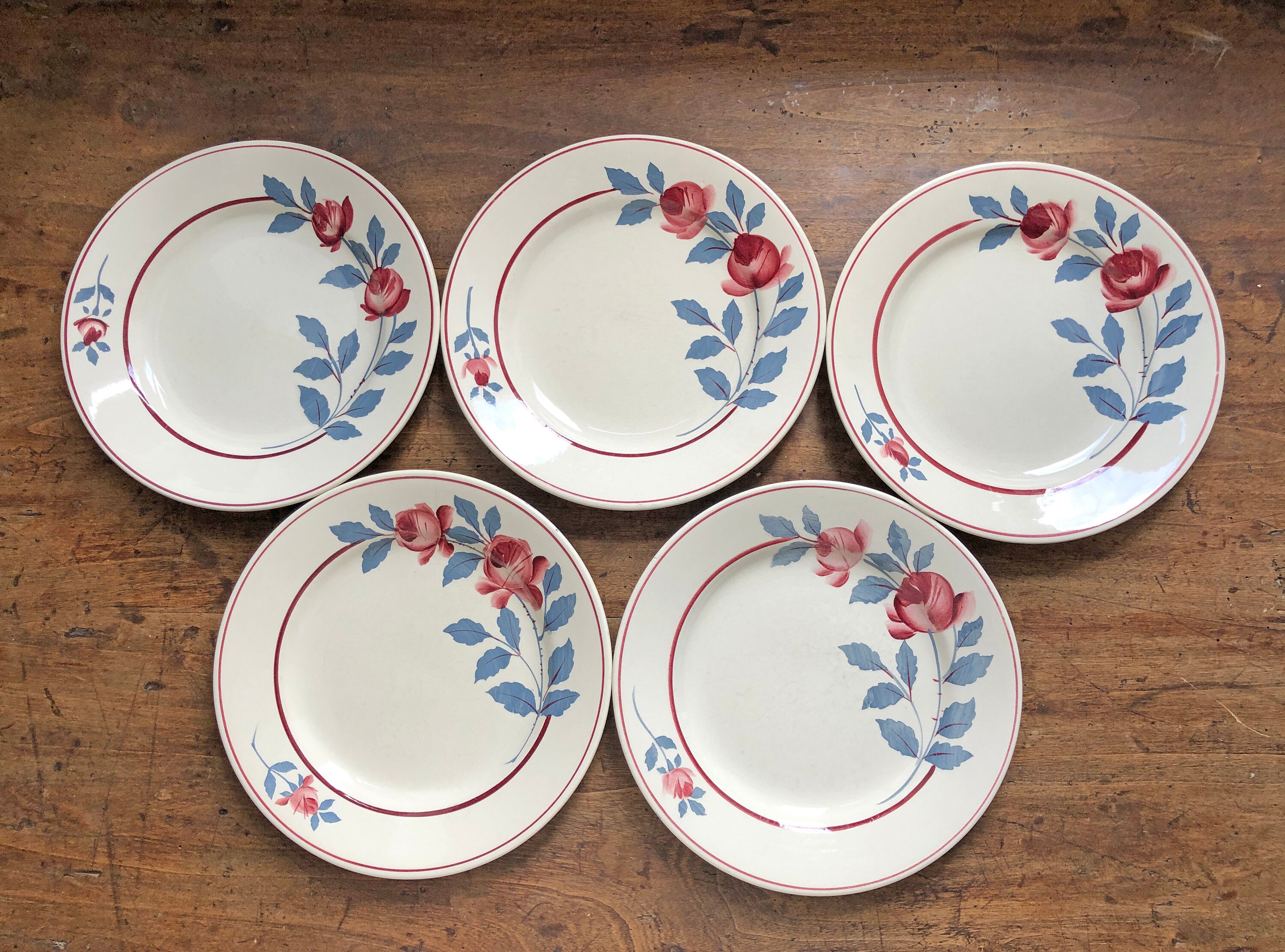 Ensemble de 5 Assiettes St Amand Ironstone Terre Fer Français Porcelaine Céramique Cuisine Campagne