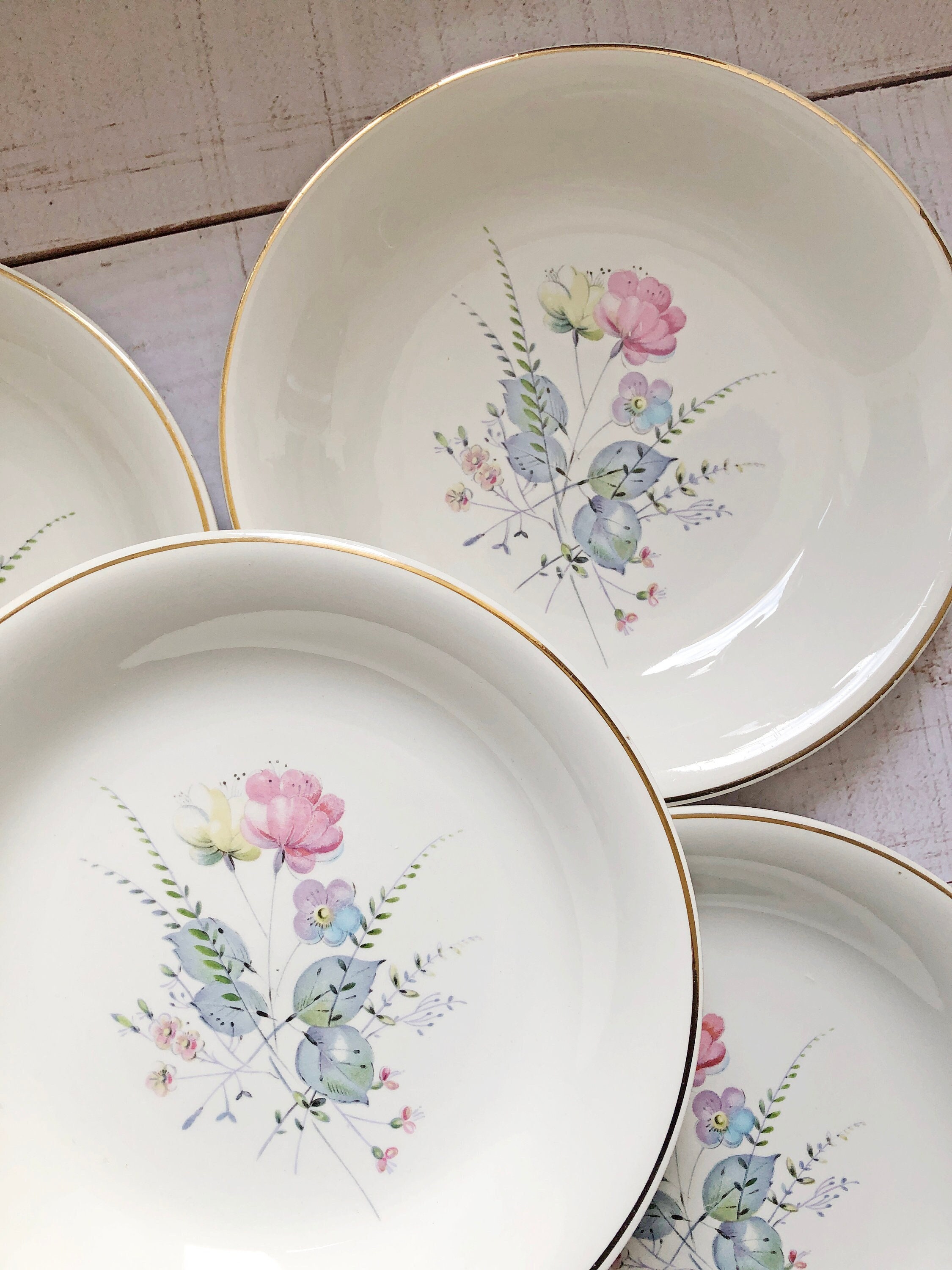 Set of 6 plates Sarreguemines Eve French Ceramics Porcelain French Countryside Kitchen Serving Dish Flowers Shabby Chic Cosy Chic Rustic